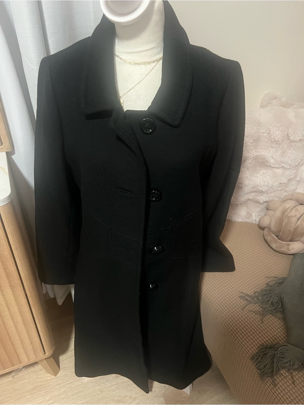 kate spade Black Single-Breasted Pea Coat